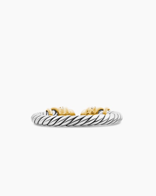 Womens Petite Helena Ring in Sterling Silver with 18K Yellow Gold Domes and Diamonds, 2.5mm