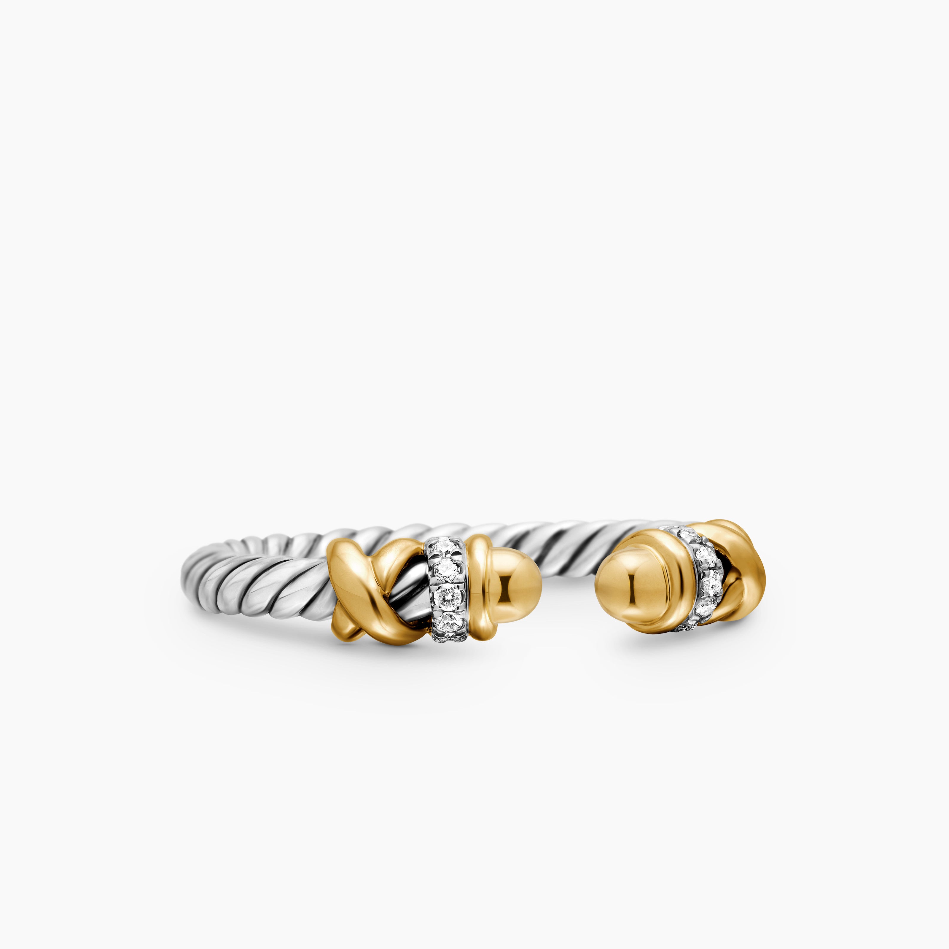Womens Petite Helena Ring in Sterling Silver with 18K Yellow Gold and Diamonds, 2.5mm