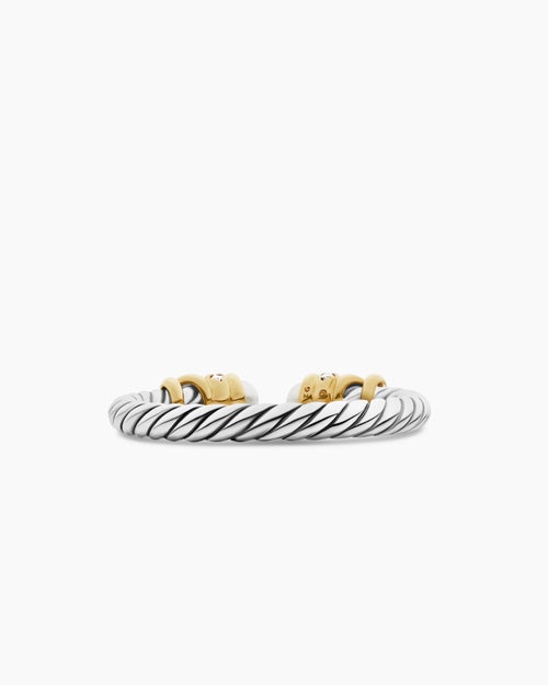 Womens Petite Helena Ring in Sterling Silver with 18K Yellow Gold, Pearls and Diamonds, 2.5mm