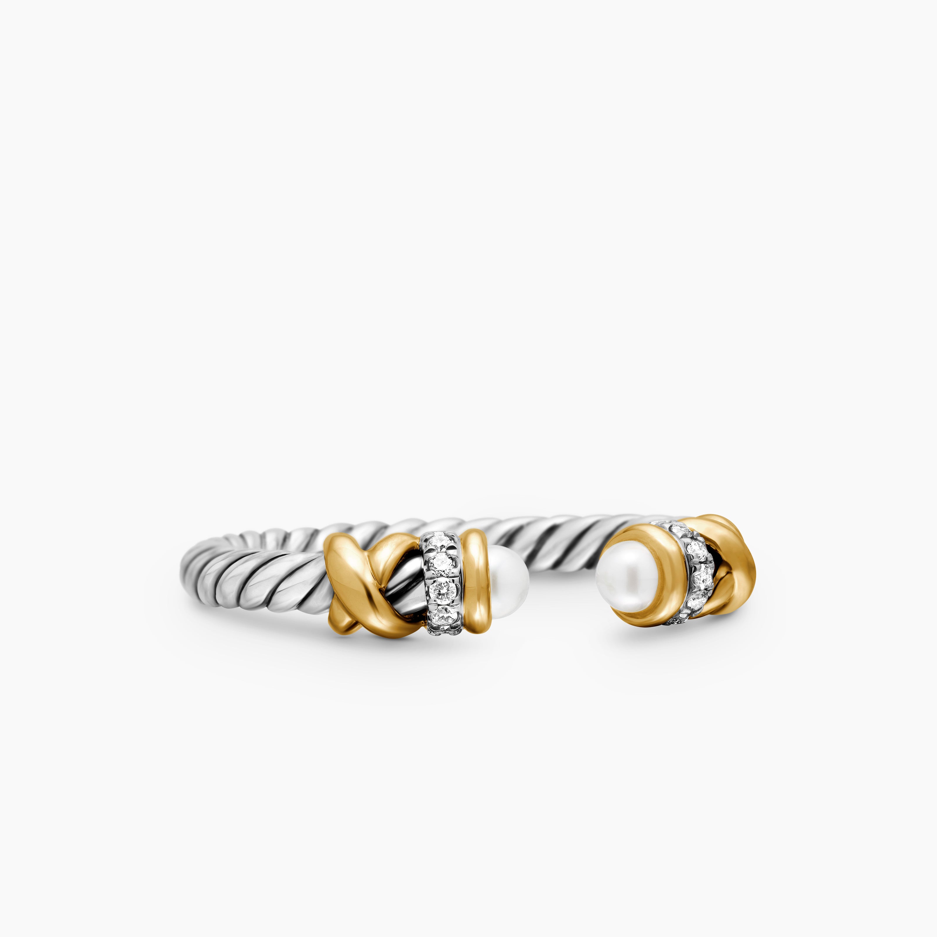 Womens Petite Helena Ring in Sterling Silver with 18K Yellow Gold and Diamonds, 2.5mm