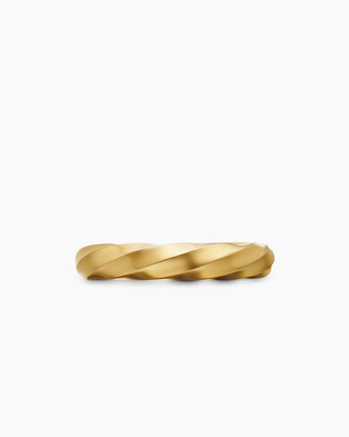 Womens Cable Edge Band Ring in 18K Yellow Gold, 4mm