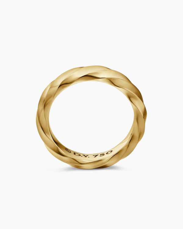 Cable Edge Band Ring in 18K Yellow Gold, 4mm