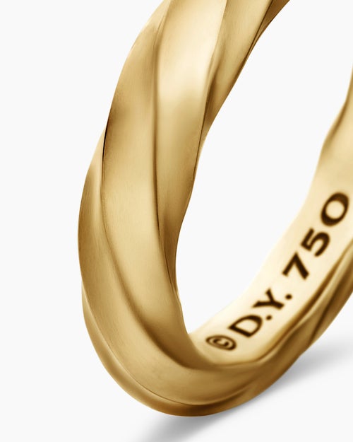 Womens Cable Edge Band Ring in 18K Yellow Gold, 4mm