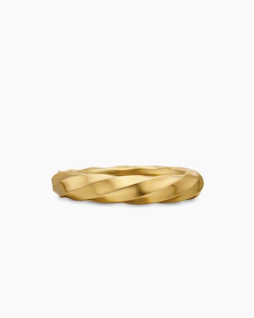 Womens Cable Edge Band Ring in 18K Yellow Gold, 4mm