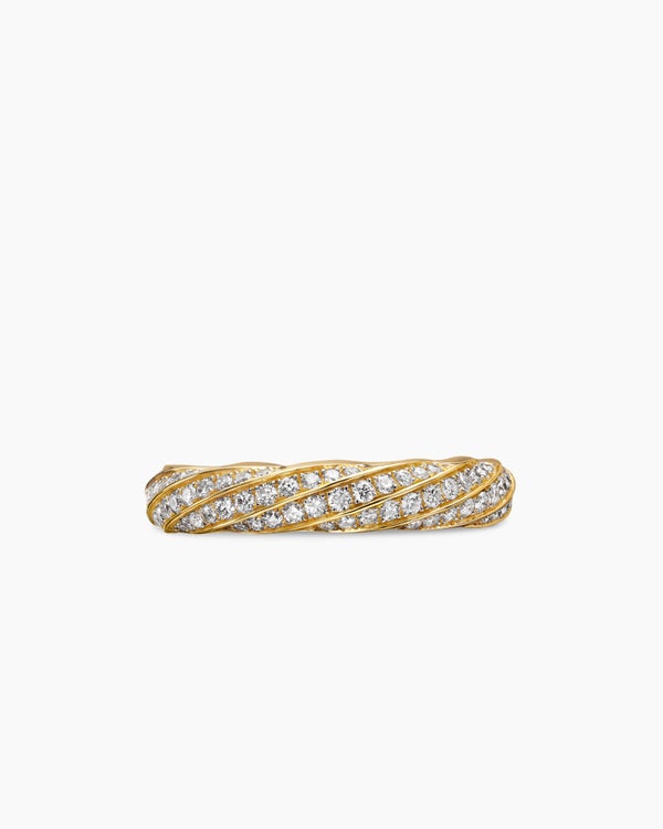 Cable Edge Band Ring in 18K Yellow Gold with Diamonds, 4mm
