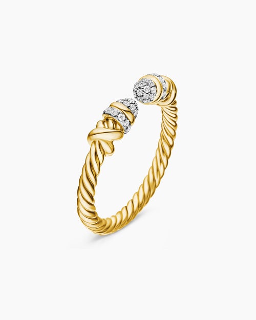 Womens Petite Helena Open Ring in 18K Yellow Gold with Diamonds, 2.5mm