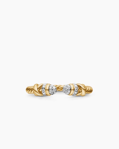 Womens Petite Helena Open Ring in 18K Yellow Gold with Diamonds, 2.5mm