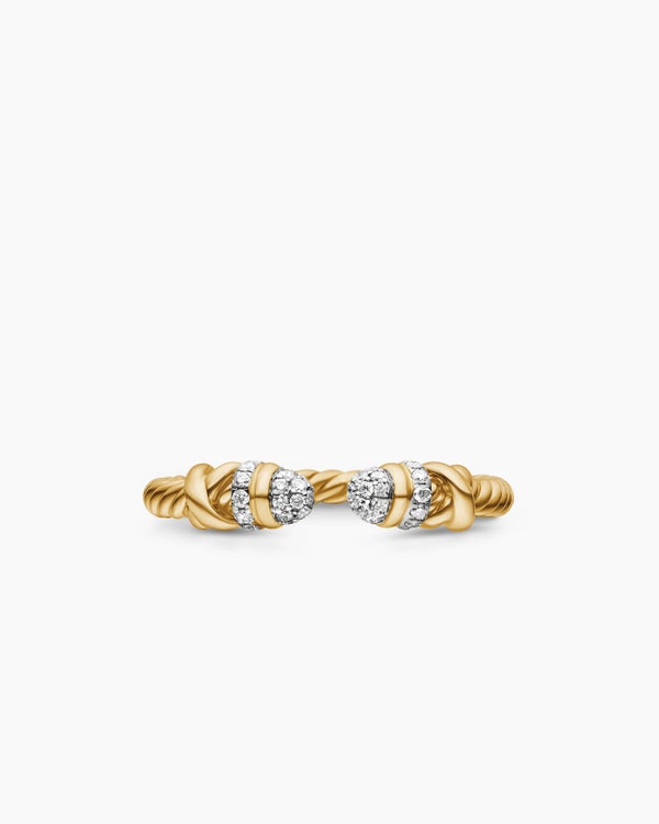 Bague ouverte Helena de petite taille en or jaune 18 carats avec diamants, 2,5 mm