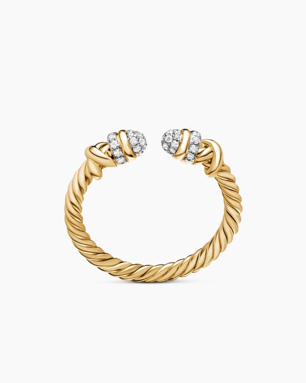 Bague ouverte Helena de petite taille en or jaune 18 carats avec diamants, 2,5 mm