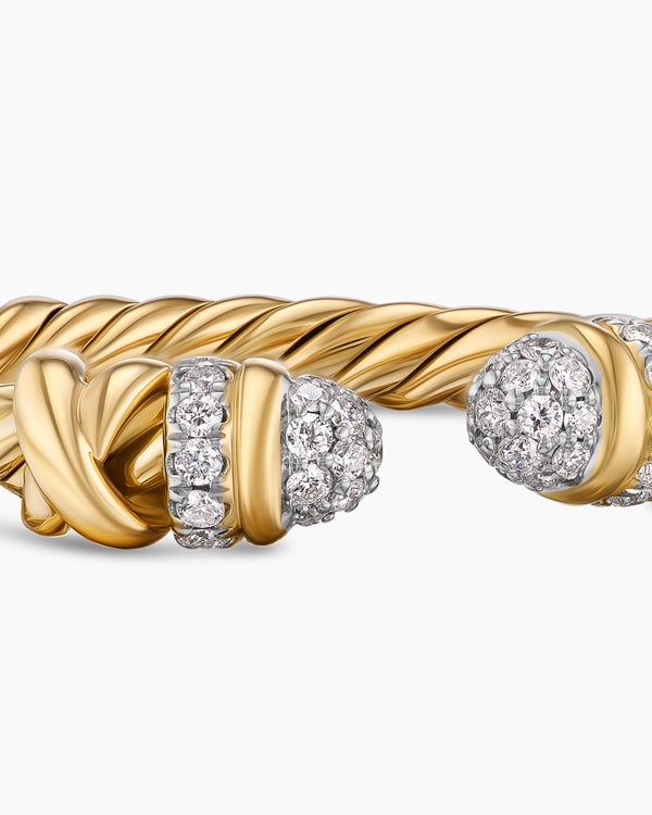 Bague ouverte Helena de petite taille en or jaune 18 carats avec diamants, 2,5 mm