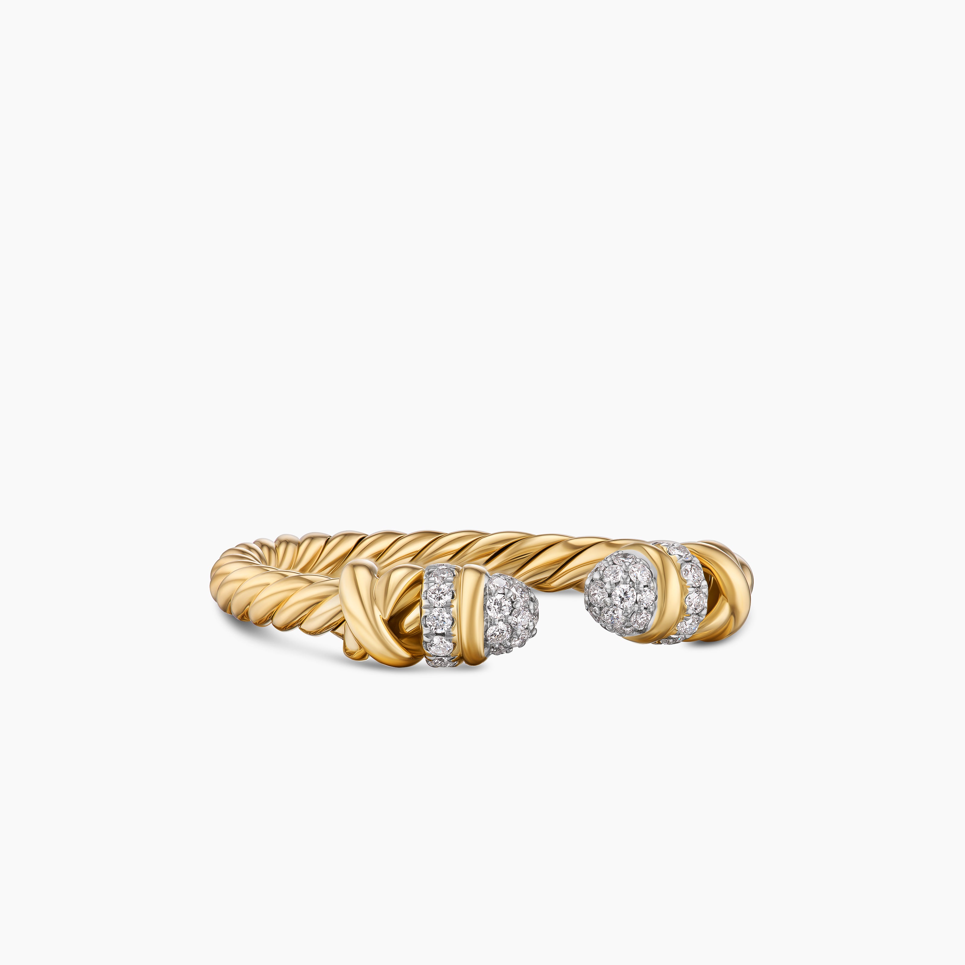 Womens Petite Helena Open Ring in 18K Yellow Gold with Diamonds, 2.5mm