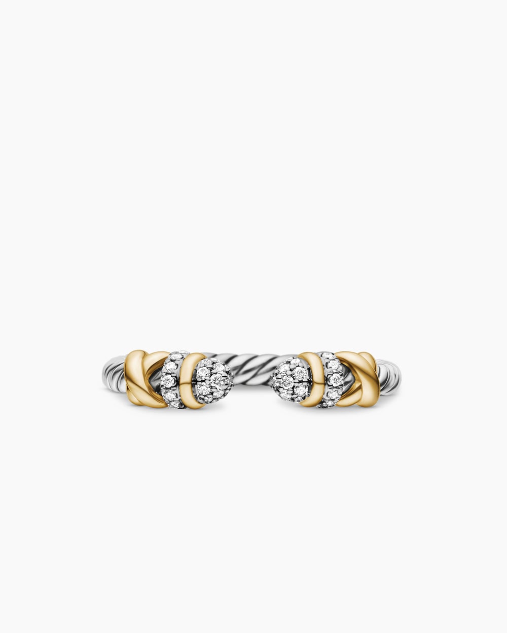 Bague ouverte Petite Helena en argent sterling avec or jaune 18 carats et pavé, 2,5 mm femmes