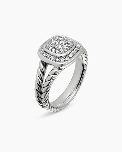 Womens Petite Albion Ring in Sterling Silver with Pavé, 7mm