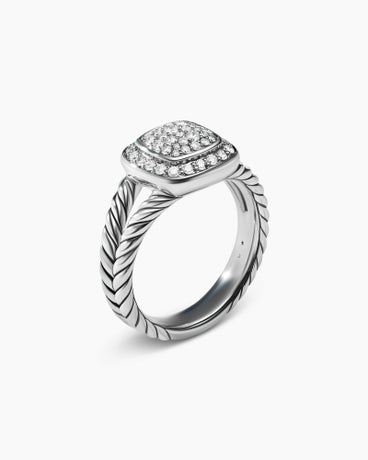 Petite Albion® Ring in Sterling Silver with Pavé Diamonds, 7mm