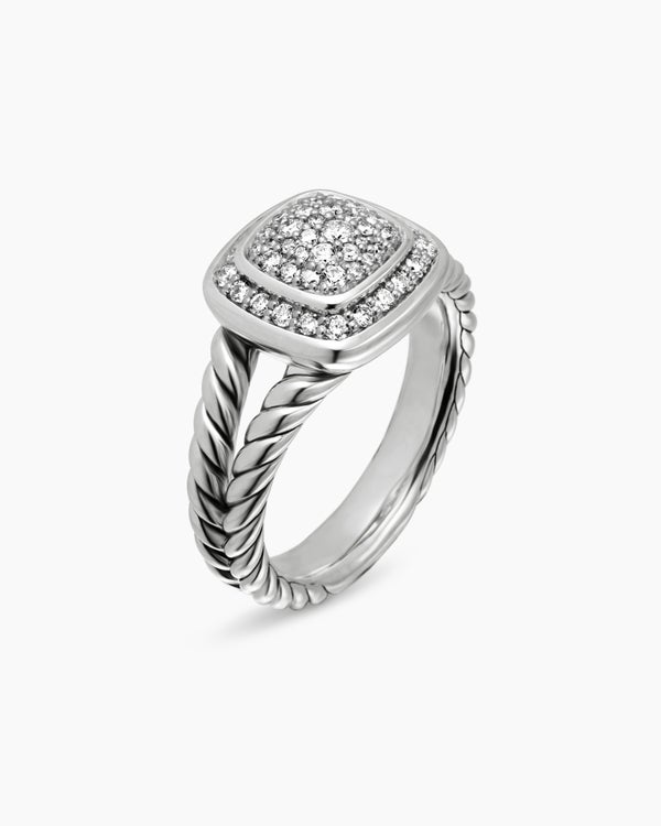 Petite Albion Ring in Sterling Silver with Pavé, 7mm