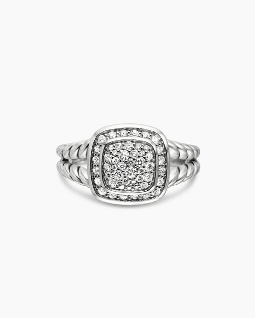Womens Petite Albion Ring in Sterling Silver with Pavé, 7mm