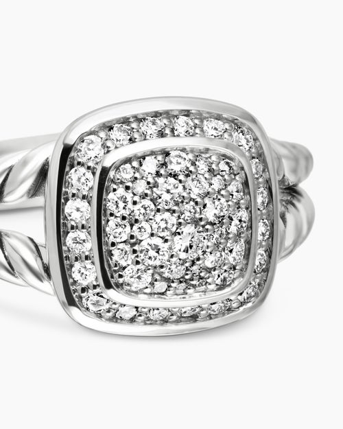 Womens Petite Albion Ring in Sterling Silver with Pavé, 7mm