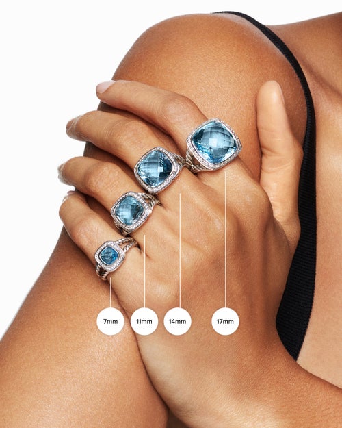 Womens Petite Albion Ring in Sterling Silver with Pavé, 7mm