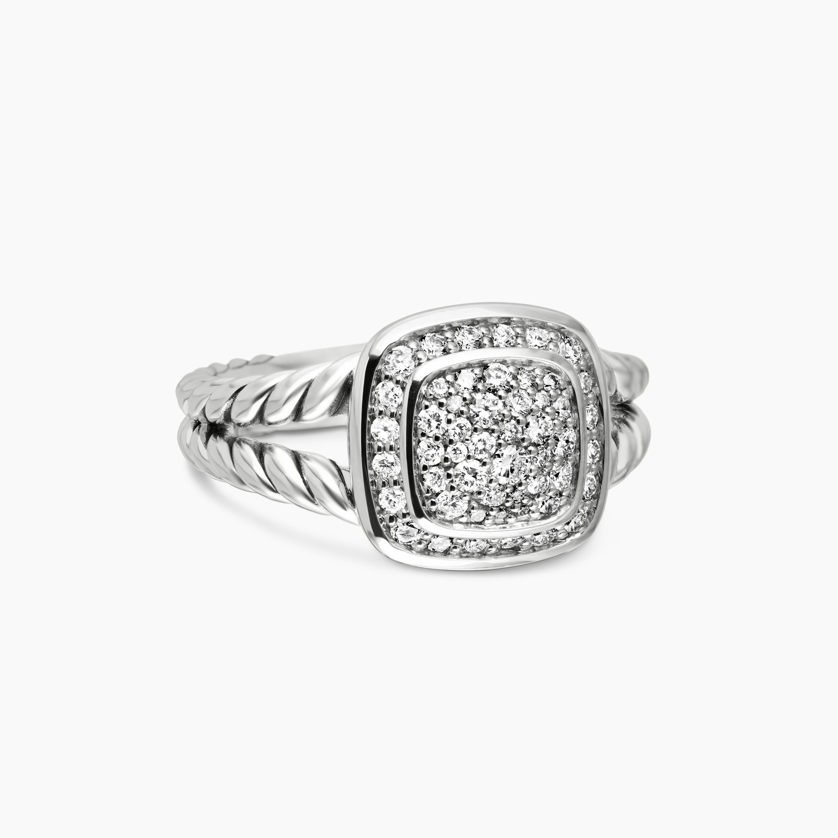 Womens Petite Albion Ring in Sterling Silver with Pav&eacute;, 7mm