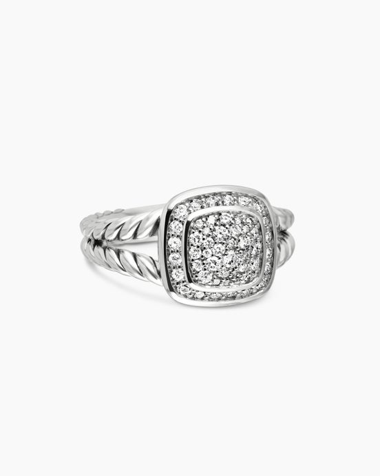 Petite Albion® Ring in Sterling Silver with Pavé Diamonds, 7mm