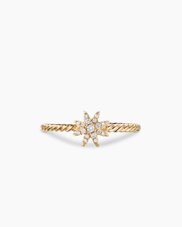 Petite Starburst Ring in 18K Yellow Gold with Full Pavé, 7.5mm