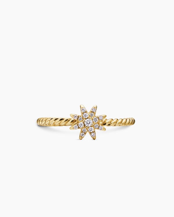 Petite Starburst Ring in 18K Yellow Gold with Diamonds, 7.5mm