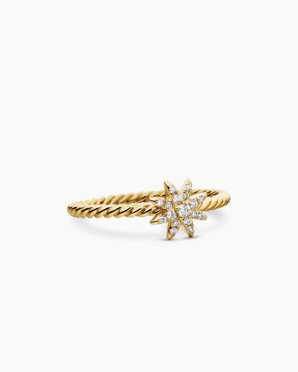 Petite Starburst Ring in 18K Yellow Gold with Diamonds, 7.5mm