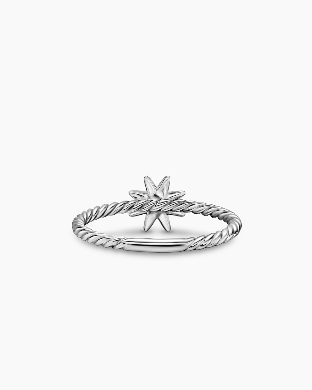 Womens Petite Starburst Ring in Sterling Silver with Diamonds, 7.5mm