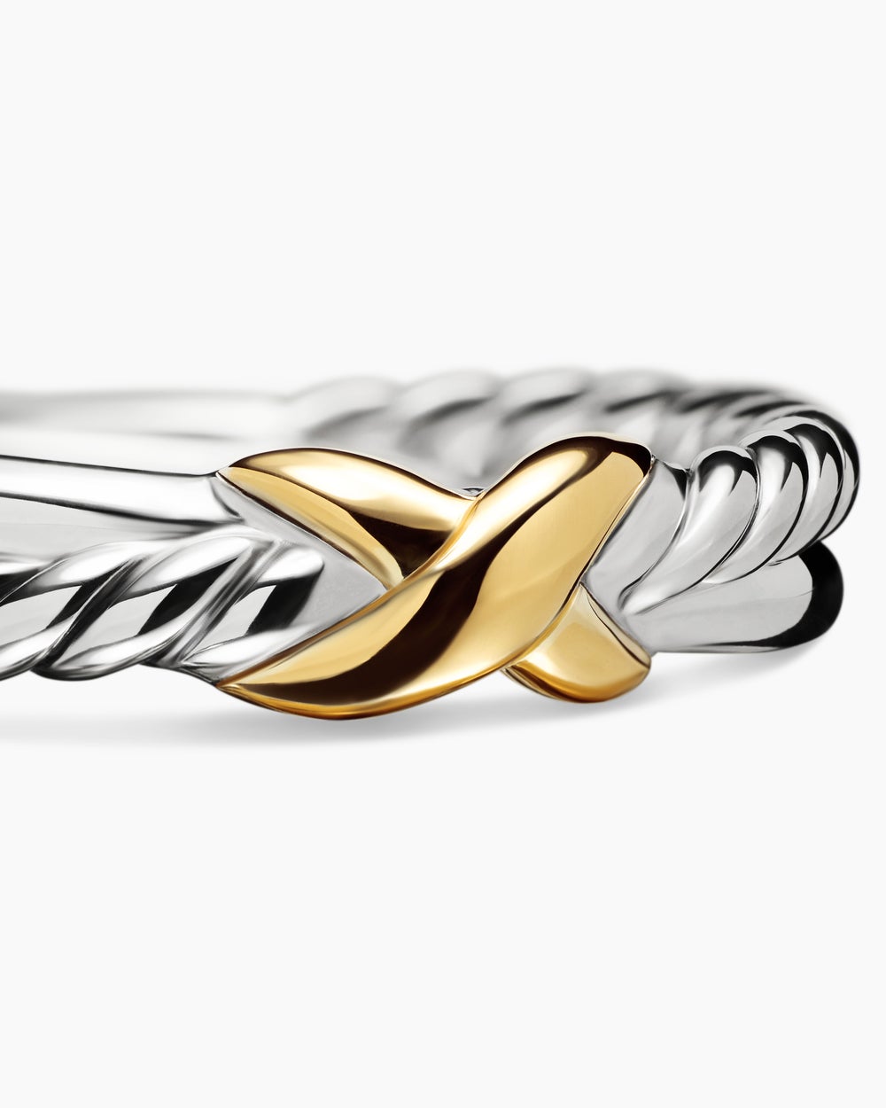 Womens Petite X Ring in Sterling Silver with 18K Yellow Gold, 4mm
