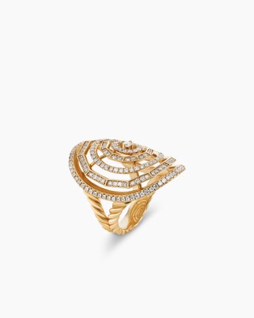Stax Ring in 18K Yellow Gold with Full Pavé, 30mm