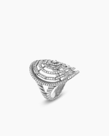 Stax Ring in 18K White Gold with Full Pavé, 30mm