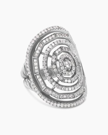 Stax Ring in 18K White Gold with Full Pavé, 30mm