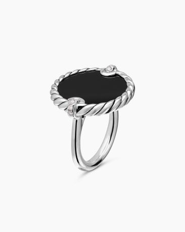 DY Elements® Ring in Sterling Silver with Black Onyx and Diamonds, 21mm