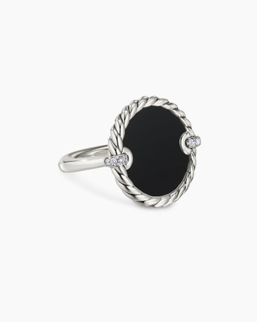 DY Elements® Ring in Sterling Silver with Black Onyx and Diamonds, 21mm