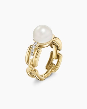 DY Madison® Pearl Ring in 18K Yellow Gold with Pearl and Diamonds, 7.5mm