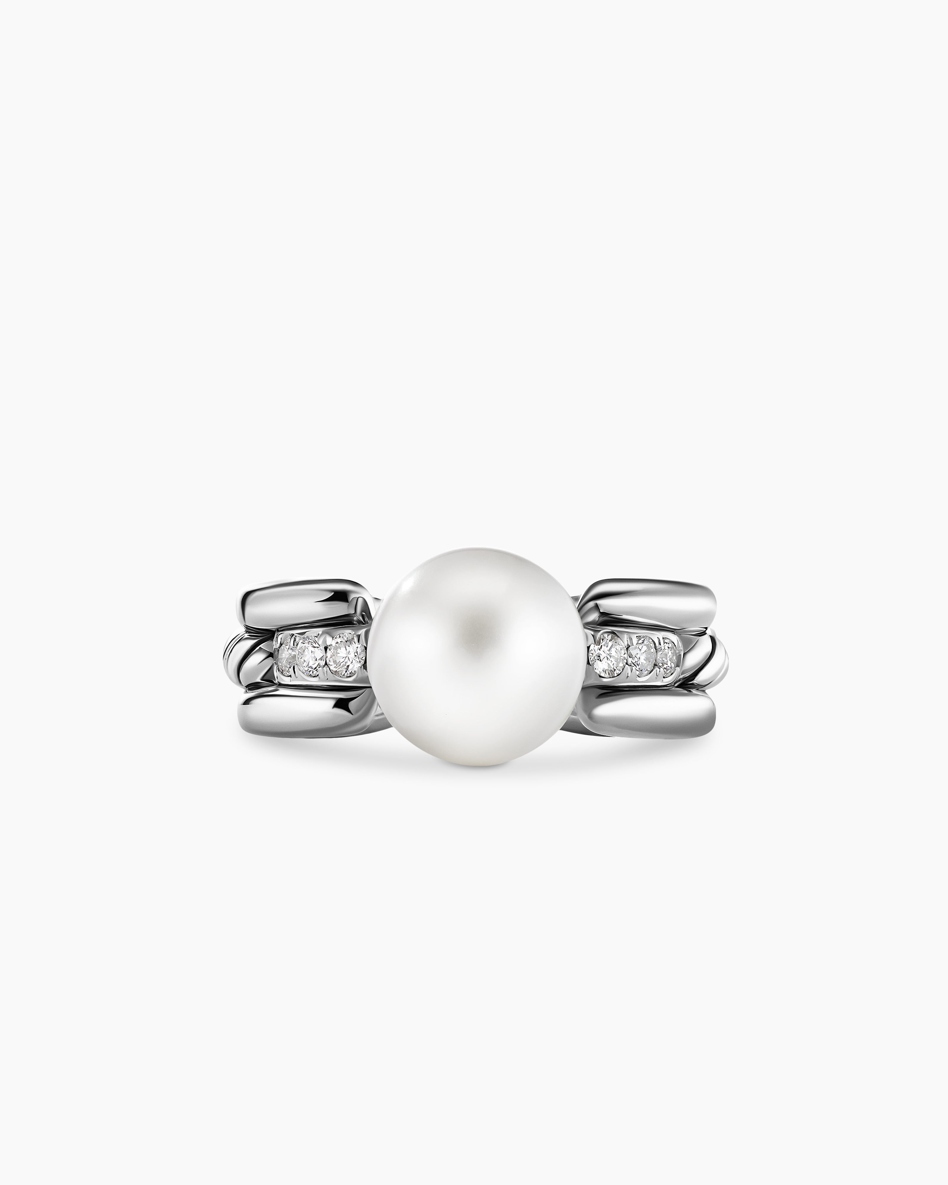 David Yurman Petite Pearl Ring with Diamonds - Silver 6