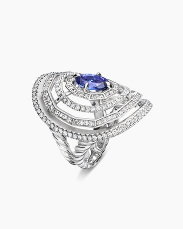 Stax Stone Ring in 18K White Gold with Full Pavé, 30mm