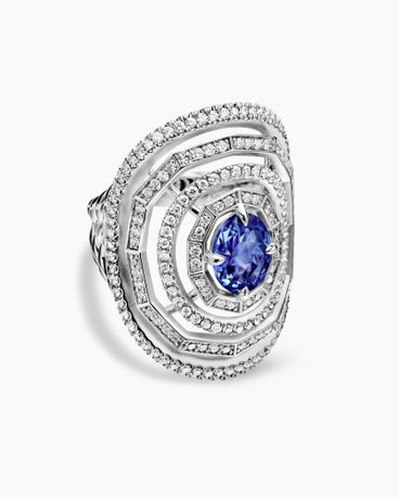 Stax Stone Ring in 18K White Gold with Full Pavé, 30mm