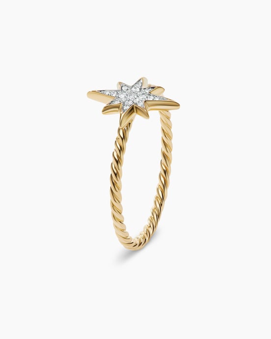 Cable Collectibles North Star Stack Ring in 18K Yellow Gold with Diamonds, 12mm