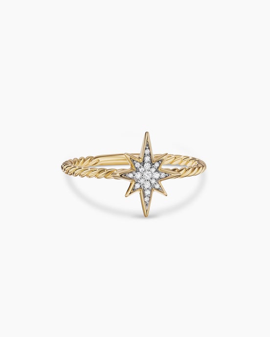 Cable Collectibles North Star Stack Ring in 18K Yellow Gold with Diamonds, 12mm