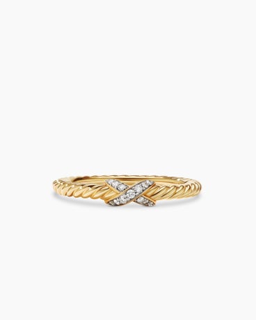 Petite X Ring in 18K Yellow Gold with Diamonds, 2.2mm