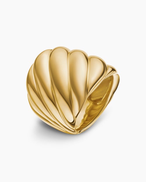 Womens Sculpted Cable Ring in 18K Yellow Gold, 20mm