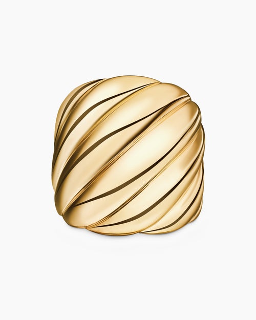 Womens Sculpted Cable Ring in 18K Yellow Gold, 20mm