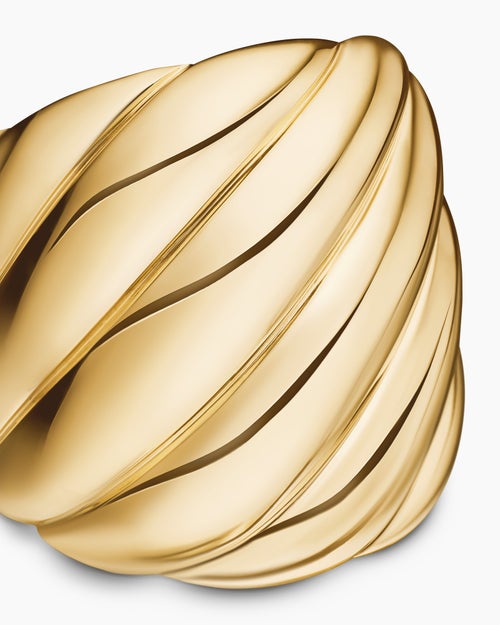 Womens Sculpted Cable Ring in 18K Yellow Gold, 20mm