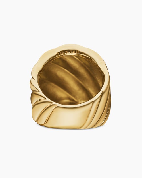 Womens Sculpted Cable Ring in 18K Yellow Gold, 20mm