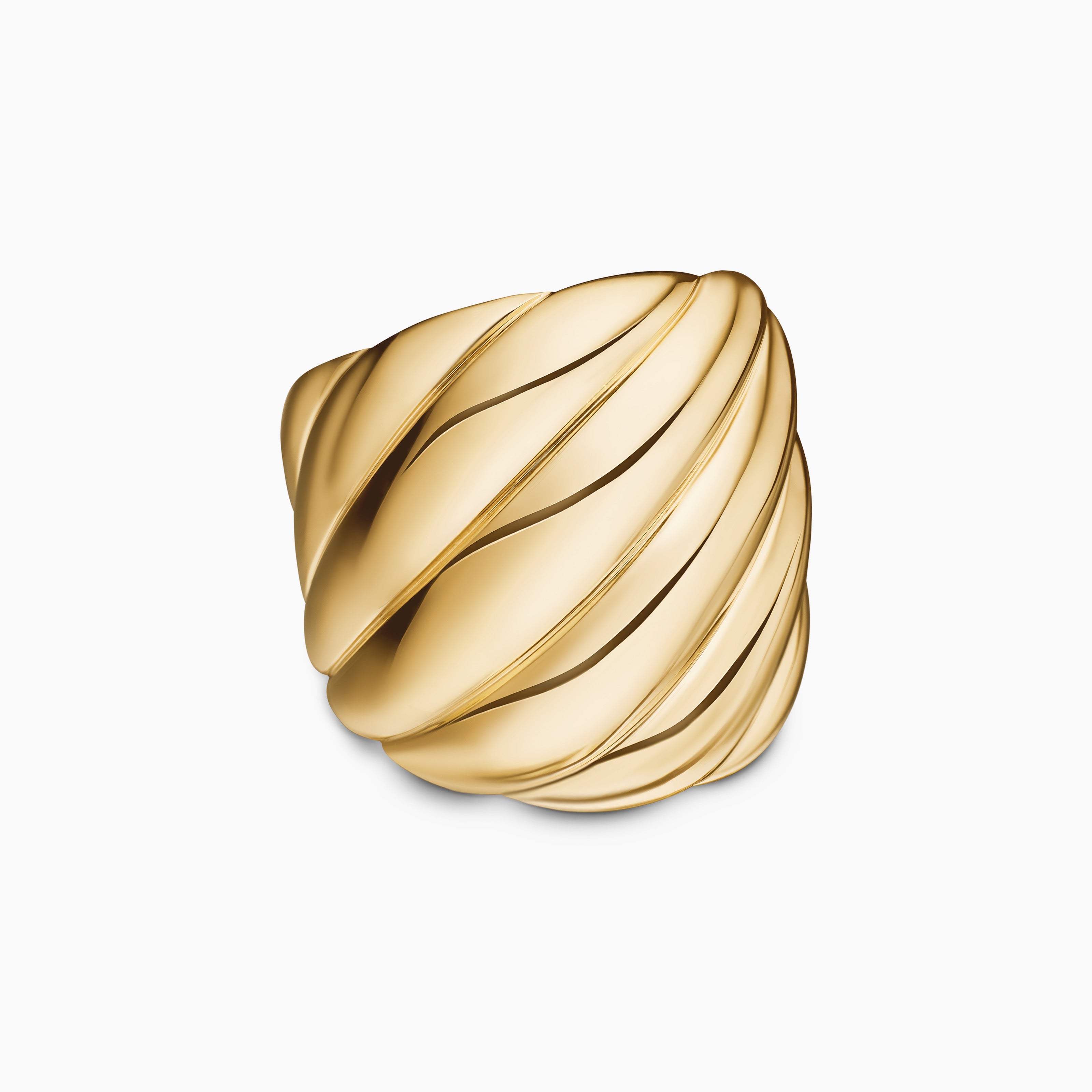 Womens Sculpted Cable Ring in 18K Yellow Gold, 20mm