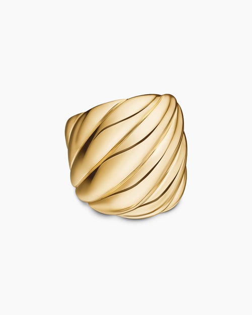 Womens Sculpted Cable Ring in 18K Yellow Gold, 20mm