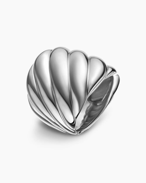 Womens Sculpted Cable Ring in Sterling Silver, 21mm