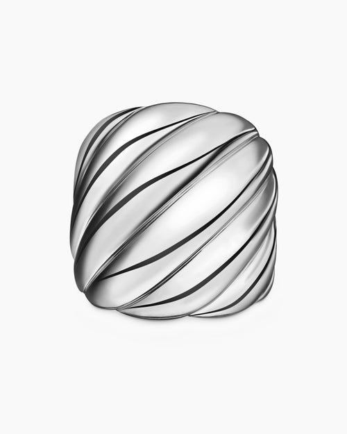 Womens Sculpted Cable Ring in Sterling Silver, 21mm