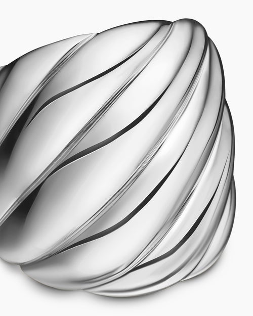 Womens Sculpted Cable Ring in Sterling Silver, 21mm